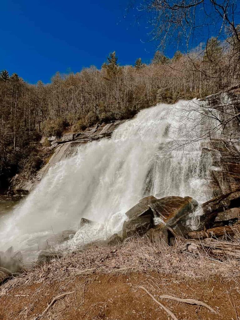 Landscape photo of waterfall in North Carolina.
