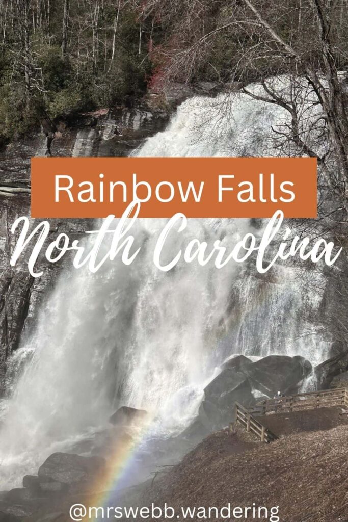Rainbow Falls, North Carolina Pinterest Pin.