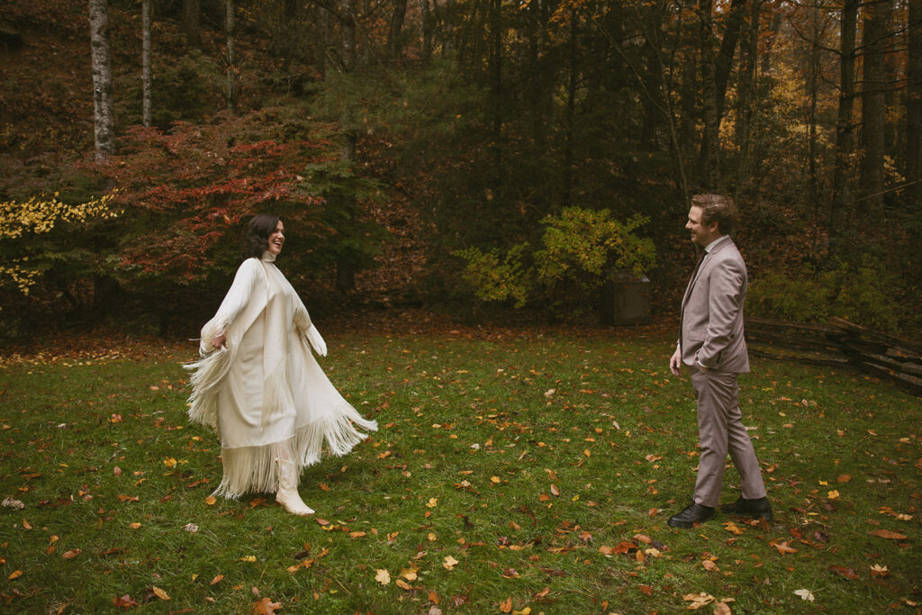 man and woman seeing each other for the first time before their elopement