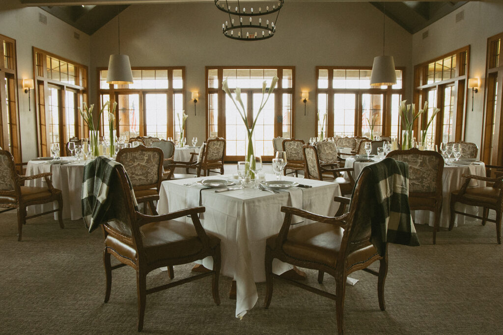 a wedding reception set up at trillium links and lake club